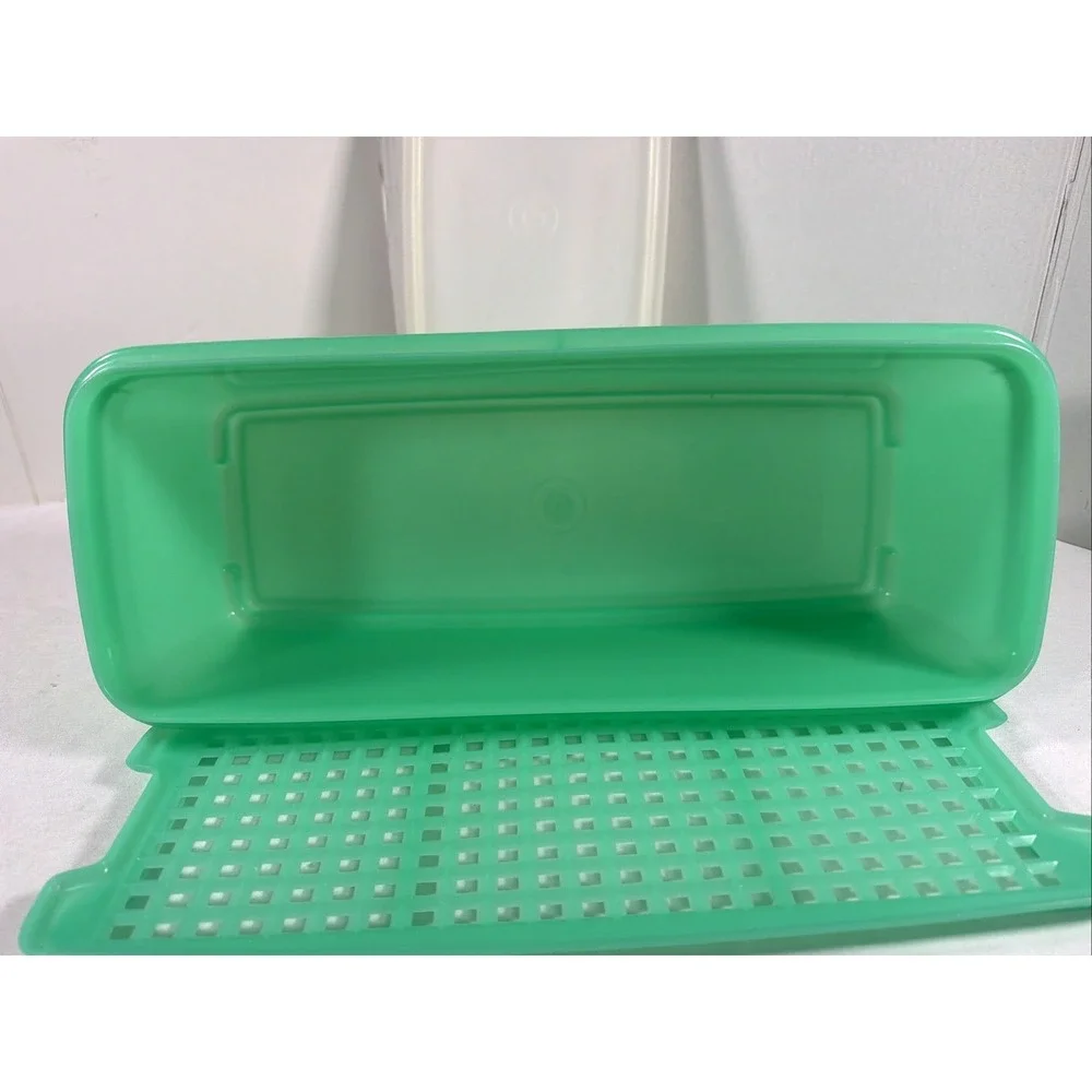 Vintage Tupperware 782 Celery Keeper Vegetable Crisper 3 Pc. Set Jadeite‎ Green